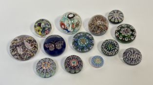 A collection of Art Glass paperweights, in various millefiori decoration. (13)