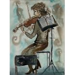 Lucinda L Mackay (Scottish 1941-), Emily Practising Solo, watercolour, initialled and dated '98