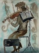 Lucinda L Mackay (Scottish 1941-), Emily Practising Solo, watercolour, initialled and dated '98