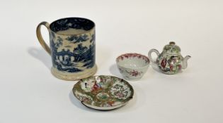 A mixed group comprising, a Newhall 18thc porcelain tea bowl decorated with floral spays (h-5cm),