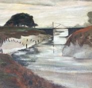 Property of the Late Countess Haig, Unknown artist, a moody river bank scene, acrylic on canvas,