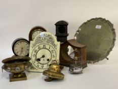 A mixed lot of smalls to include; An enamelled miniature longcase clock dial by Gustav Beker, two