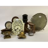A mixed lot of smalls to include; An enamelled miniature longcase clock dial by Gustav Beker, two