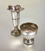 A London silver silver miniature half lobbed rose posy vase on stepped base H x 6.5cm London 1921