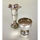 A London silver silver miniature half lobbed rose posy vase on stepped base H x 6.5cm London 1921