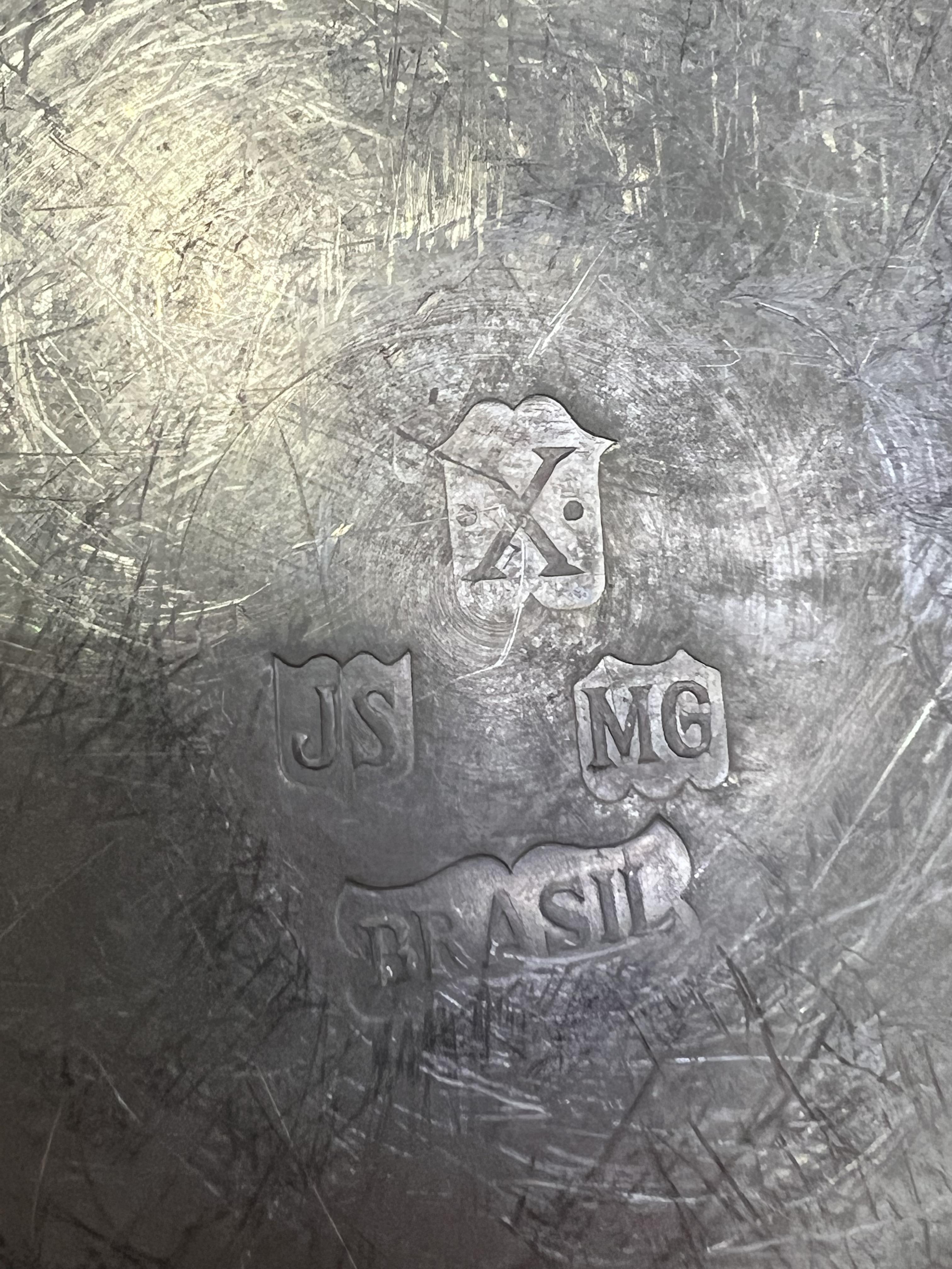 A group of twelve pewter plates (w- 24cm), marked Brasil verso, together with another twelve - Image 3 of 3