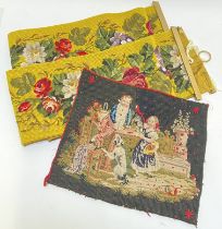 A pair of Elizabeth Bradley needlepoint embroidered bell pulls, together with a nineteenth century