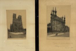 A pair of etchings by W.S…?“Leuven the celebrated Hotel de Ville” and “Rheimo Cathedral” both signed