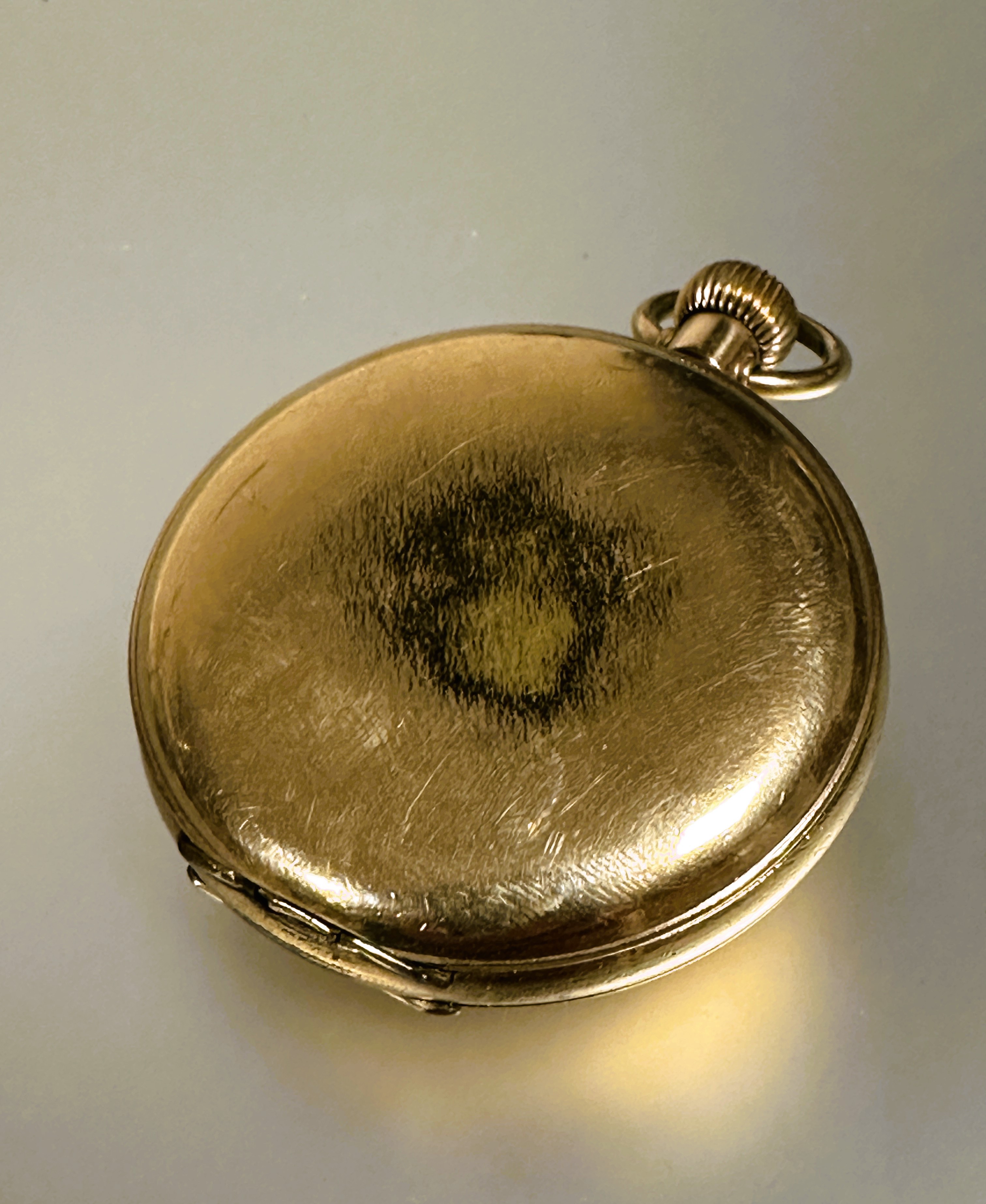 An American Elgin gold plated full hunter pocket watch with enamel dial and roman numerals working D - Image 2 of 3