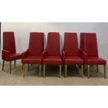 Domus Nova, a set of nine high back dining chairs, each with single arm rest and upholstered in