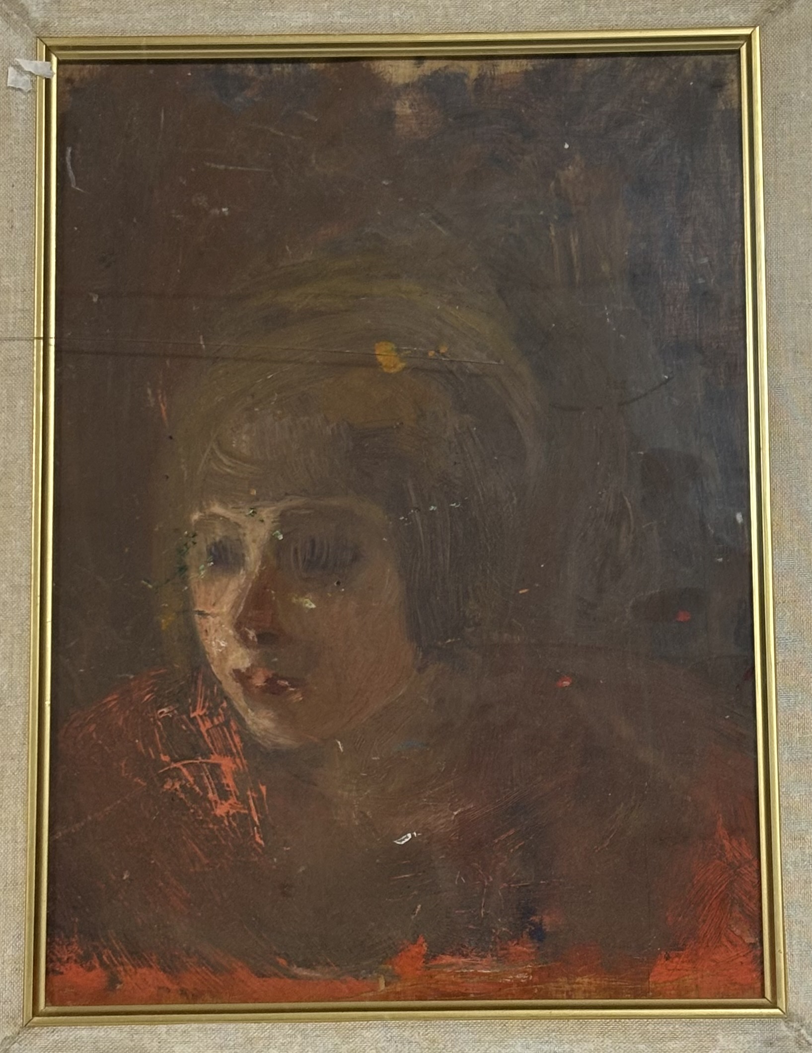 Property of the Late Countess Haig, Unknown Artist, Study of a young girl, oil on board, unsigned,