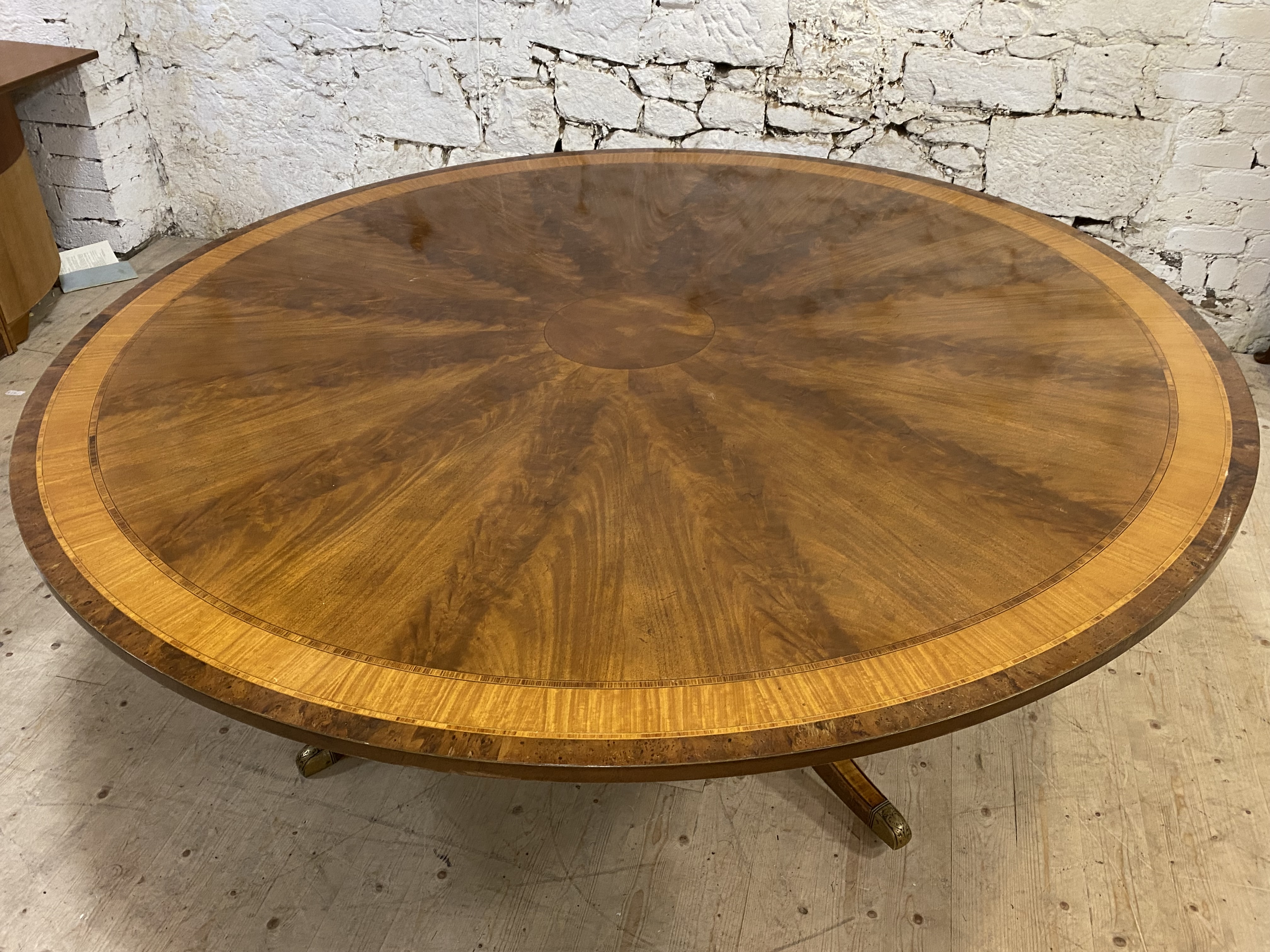 Restall Brown & Clennell, a large Regency style mahogany dining table, the circular top with cross - Image 4 of 4