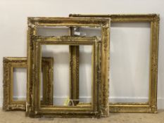 A group of four gilt wood and gesso picture frames, 19th / early 20th century. (a/f) largest 110cm x