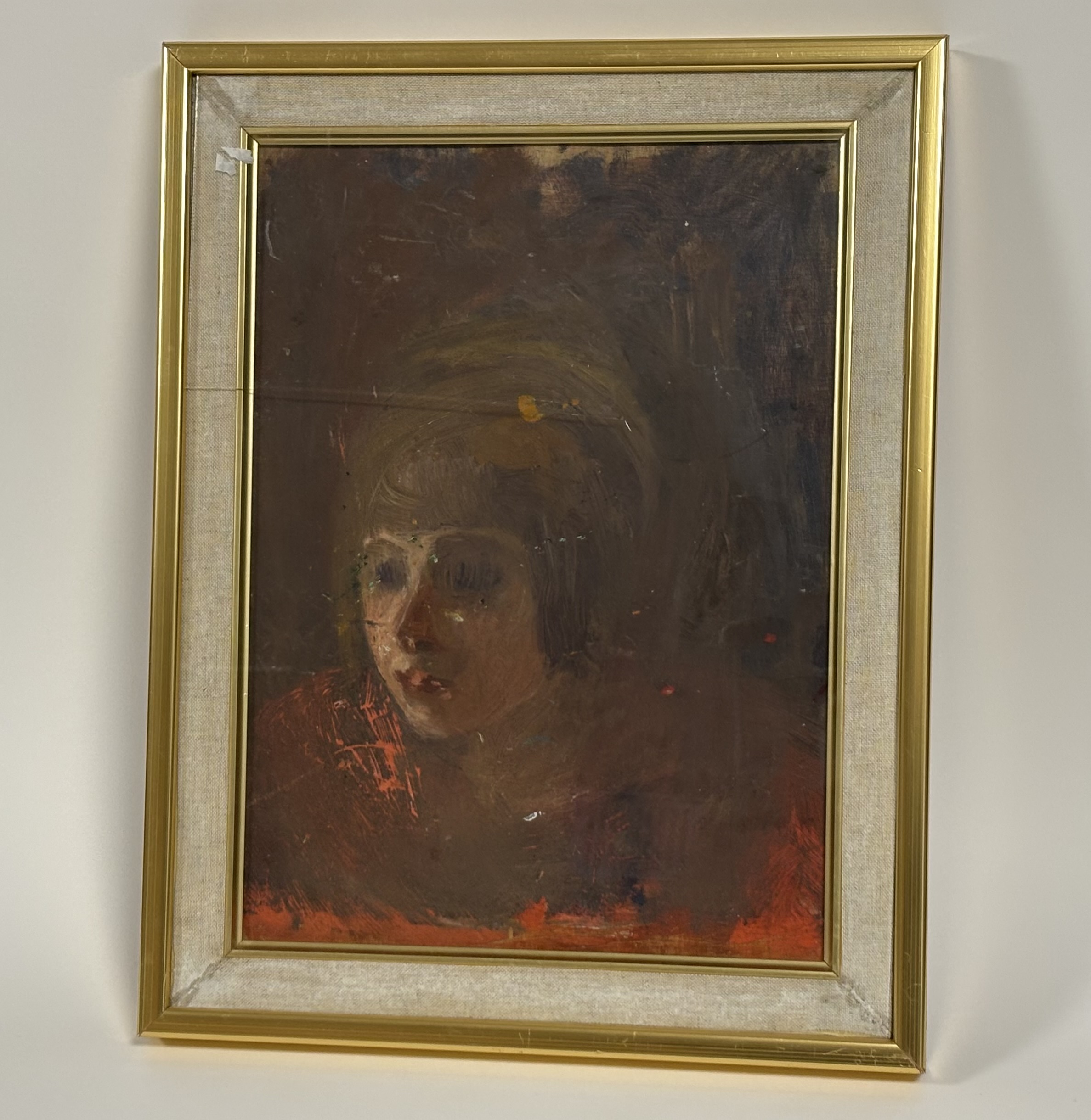 Property of the Late Countess Haig, Unknown Artist, Study of a young girl, oil on board, unsigned, - Image 2 of 2