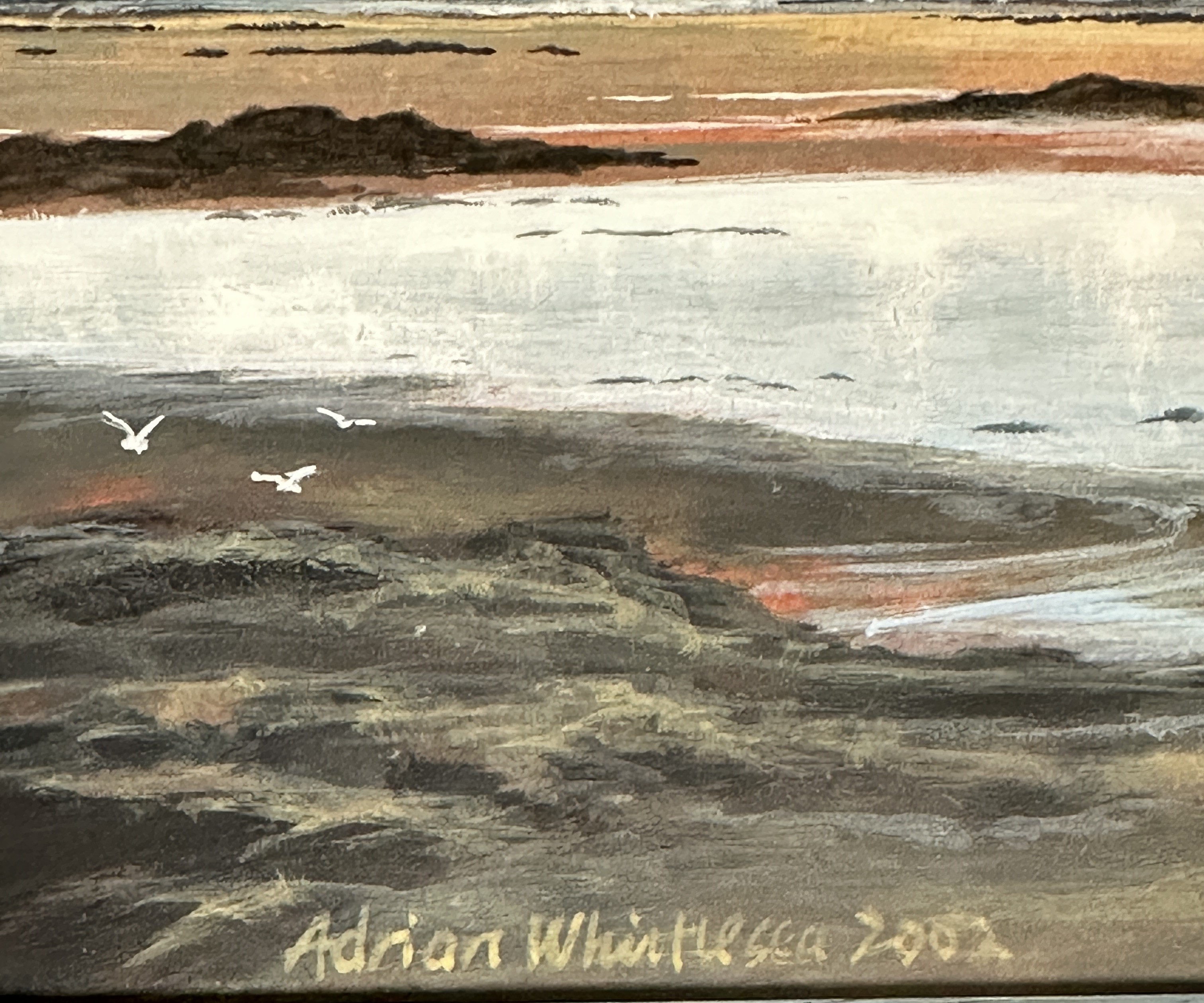 Adrian Whittlesea, British, Low tide, Coll Inner Hebrides, acrylic on wood, signed and dated 2002 in - Image 2 of 4