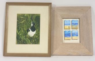 A collection of works comprising, Unknown Artist, a series of four miniature seascape scenes, oil on