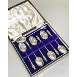 A set of six Victorian Sheffield silver thistle handled terminal tea spoons L x 11cm Sheffield 1893