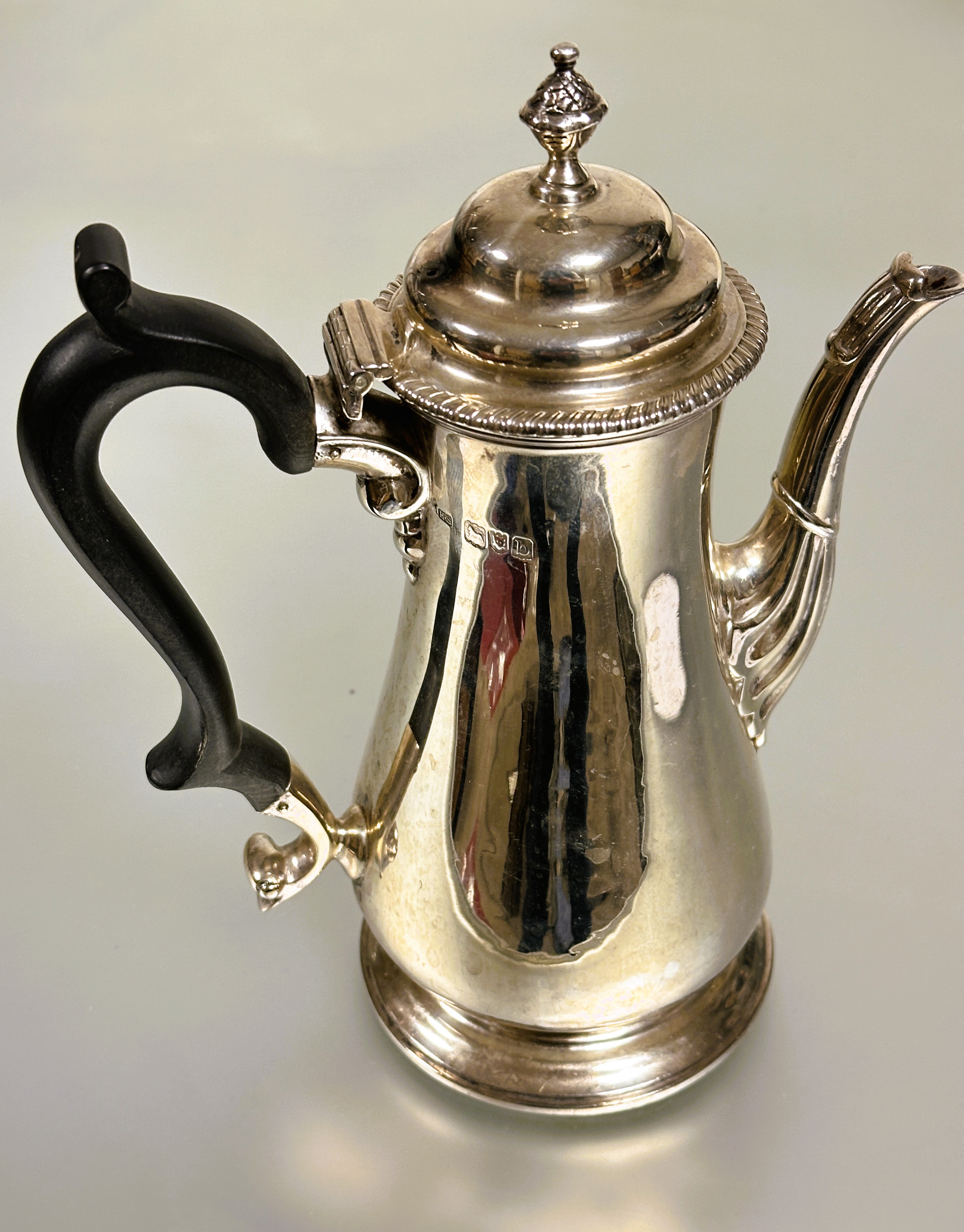 A late Victorian silver coffee pot, Henry Stratford, London 1897, in 18thc style, of baluster