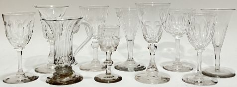 A collection of antique drinking glasses of various forms, mainly nineteenth century (mostly a/f,