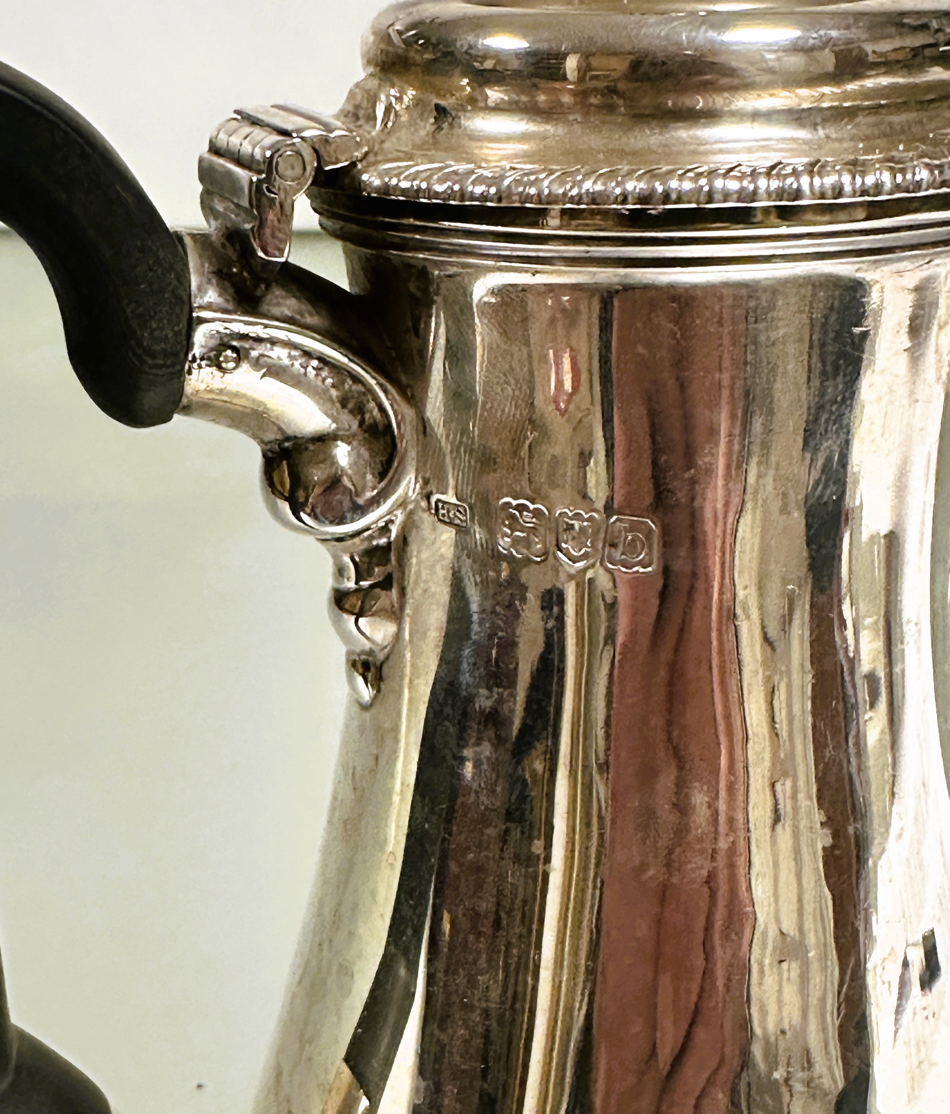 A late Victorian silver coffee pot, Henry Stratford, London 1897, in 18thc style, of baluster - Image 2 of 5