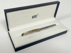 A silver and yellow metal Mont Blanc Meisterstuck fountain pen with original case (cap marked Ag
