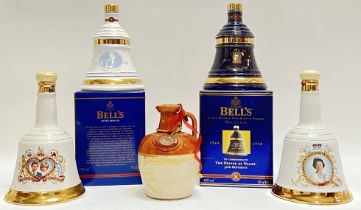 Four bottles of Bell's commemorative whisky comprising a 1981 Charles and Diana 75cl bottle, a