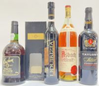 A group of mixed liquor comprising a 75cl bottle of Wiese and Krohn Portuguese Porto Senador (