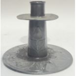 Archibald Knox for Liberty & Co, a rare 'Tudric' arts and crafts pewter candlestick holder decorated