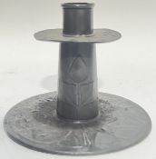 Archibald Knox for Liberty & Co, a rare 'Tudric' arts and crafts pewter candlestick holder decorated