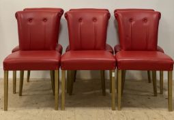 A set of six contemporary Italian chairs, the seat and back upholstered in buttoned red leather,