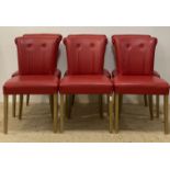A set of six contemporary Italian chairs, the seat and back upholstered in buttoned red leather,