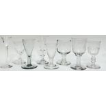 Eight antique, mainly nineteenth century, English drinking glasses (some cut crystal, fluted etc...,