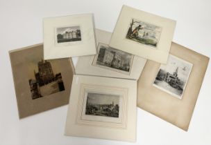 A collection of various unframed works, George Goodway, Cathedral study, dry-point etching, signed,