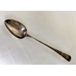 A George III Newcastle silver old English pattern basting spoon with engraved initial G L x 31.5cm