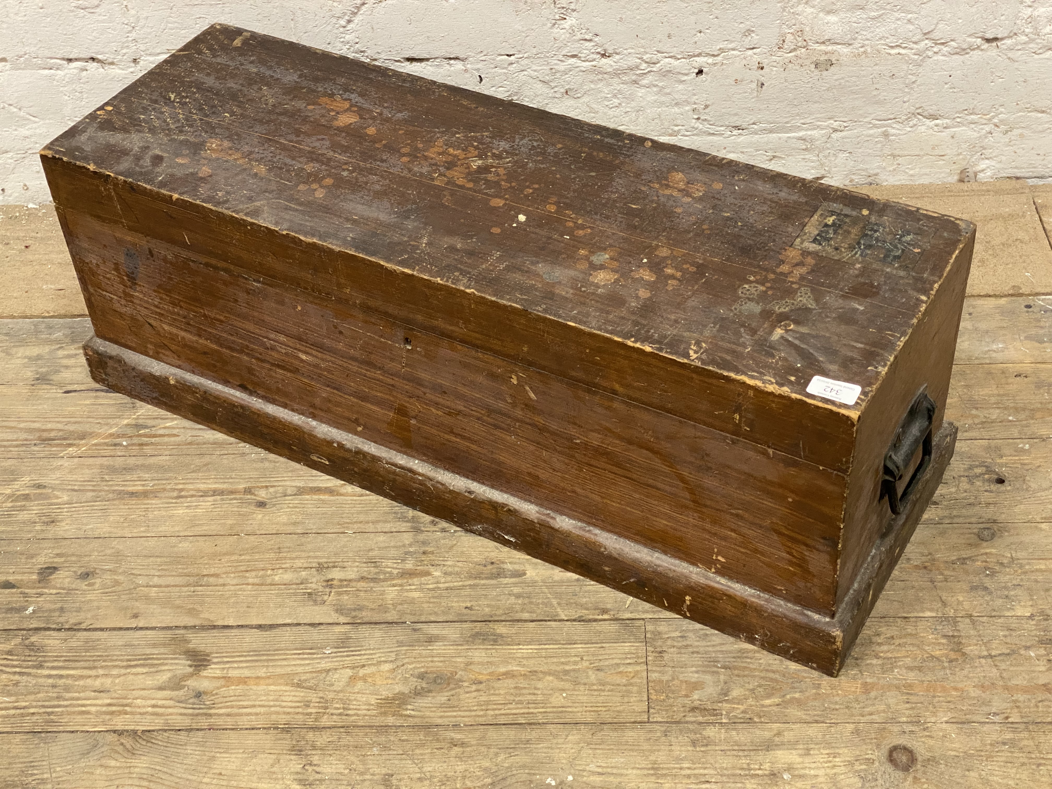 A apprentice joiners scumbled pine tool box containing a collection of wood working tools. L86cm. - Image 2 of 2