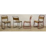 A set of six vintage REL stacking chairs, with tubular frames and bentwood seat and back. H85cm.