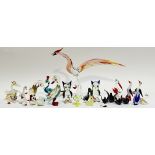A group of mid-century lampwork glass animals (all birds, owls, swans, ducks, cockerel etc...,