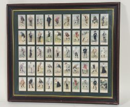 A complete set of 50 re-prints of Cope's Golfers cigarette cards, framed. (50cmx54cm)