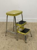 A mid century chrome and vinyl folding step stool. H61cm.