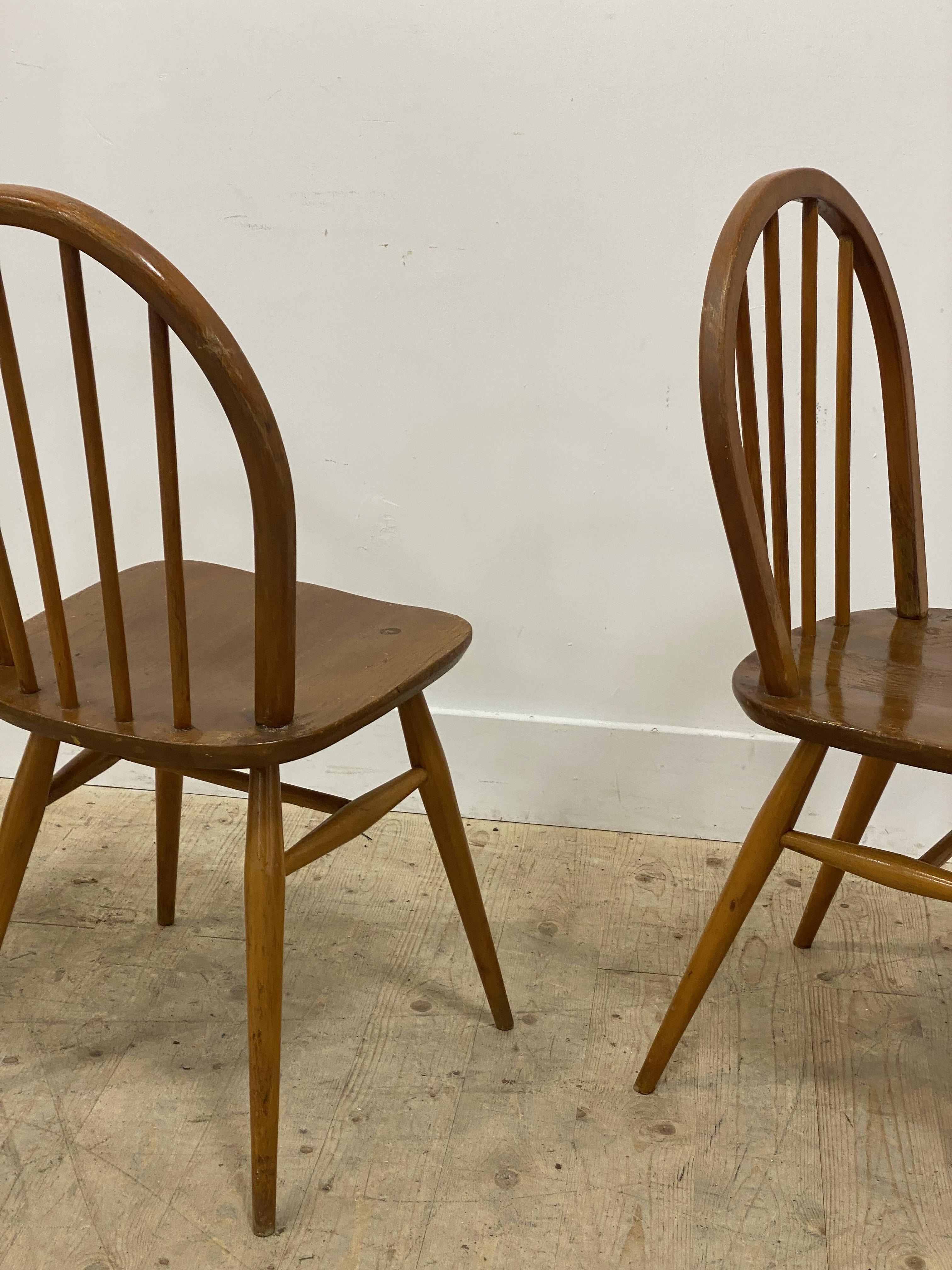 Ercol, a set of four mid century elm and beech dining chairs, circa 1970's, with hoop and spindle - Image 2 of 2
