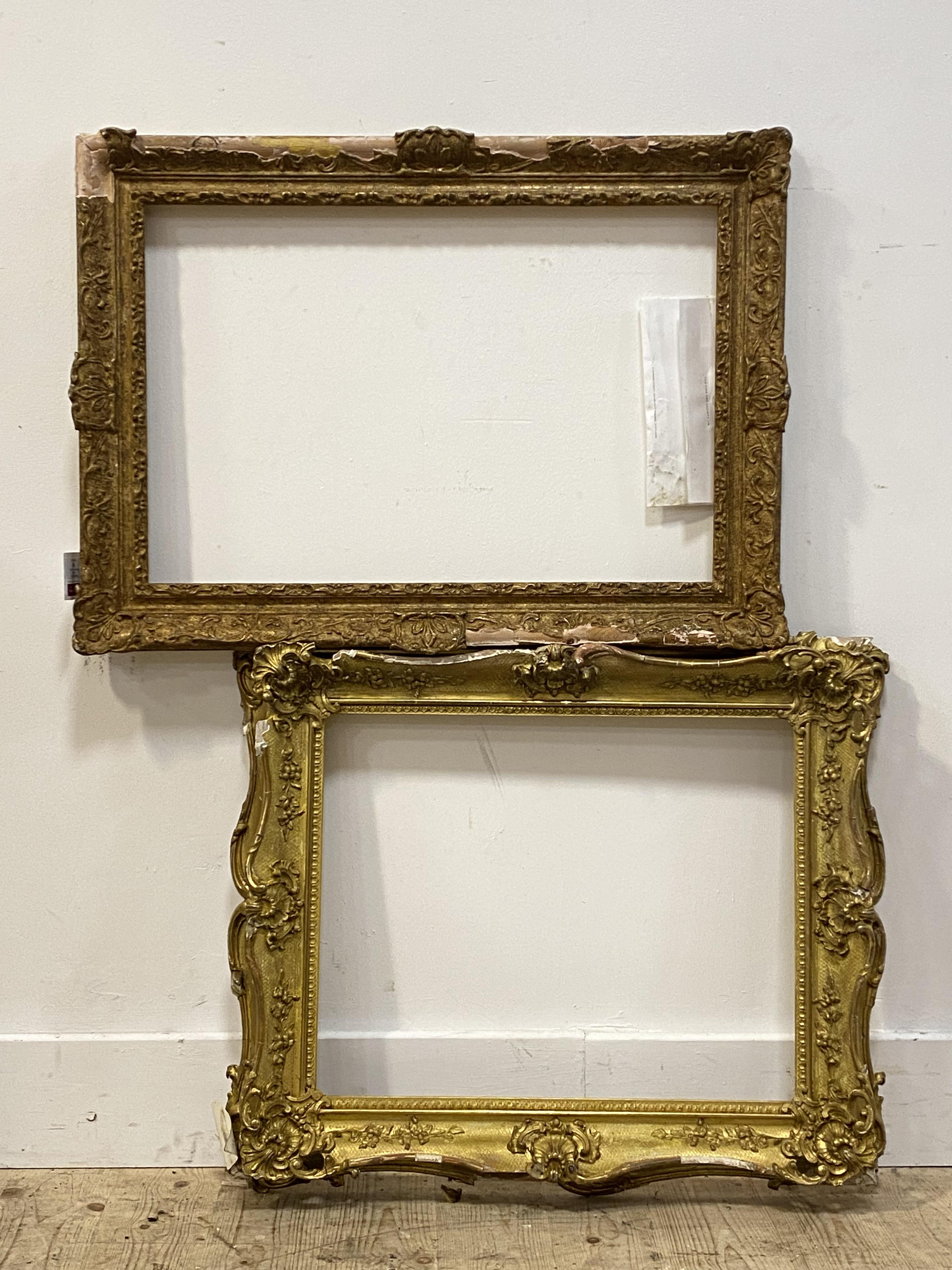 Two late 19th century giltwood and gesso picture frames (2) larger 75cm x 52cm.