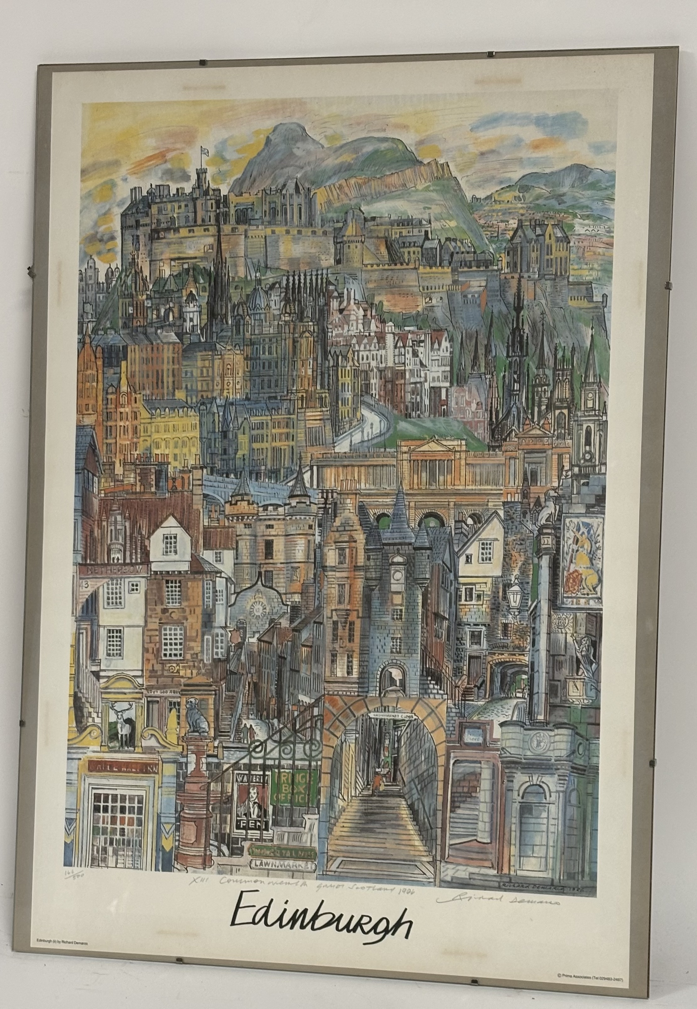 Richard DeMarco (Scottish 1930-), Edinburgh Old Town limited print 166/500, titled, signed pencil