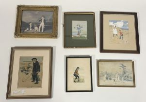 A collection of various works comprising John Hassall, "We were all square at the seventeenth" print