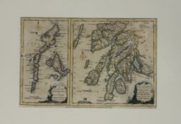 A group of framed map engravings comprising, "New & Correct Map of the Countries of Argyle, Bute and