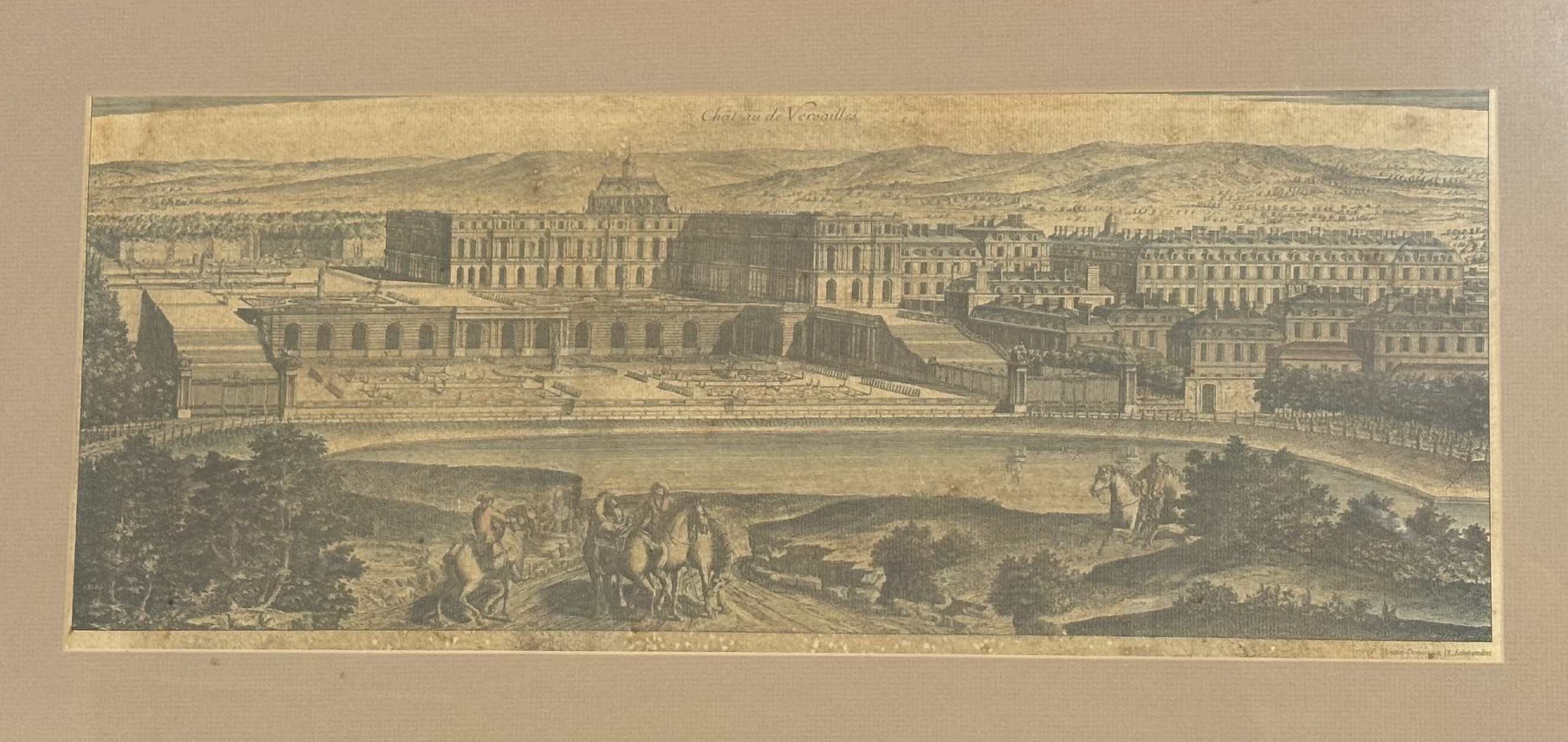 Pierre Menant-Demortain, 18thc view of "Chateau de Versailles", coloured after engraving, titled - Image 2 of 2