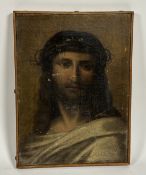 Property of the Late Countess Haig, A 19thc portrait of Christ with a crown of thorns draped in a