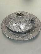 A Arthur Court aluminium serving patter with embossed African animal design including Elephants,