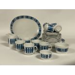 A Vintage part tea / coffee service, circa 1970's, stamped Jonson Bros Ironstone, of teal