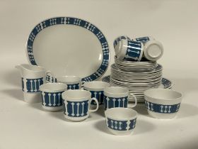 A Vintage part tea / coffee service, circa 1970's, stamped Jonson Bros Ironstone, of teal
