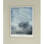 Paul Richie (Scottish), Bass Rock engraving highlight with colour 73/150 in a black moulded frame(